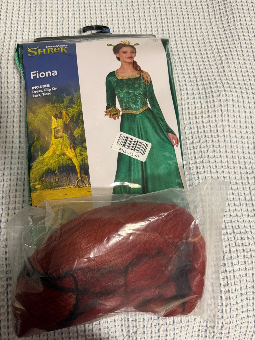 Princess Fiona Child Halloween Costume Dress Wig Ears Tiara Shrek